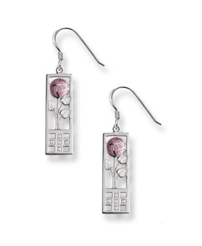 srebrne kolczyki z różą