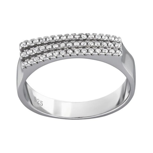 Srebrny Pierścionek Trzy Linie