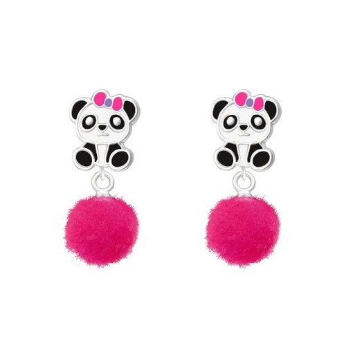 Kolczyki Panda z Pomponem