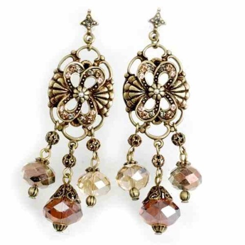 Kolczyki Vintage w kolorze koniaku