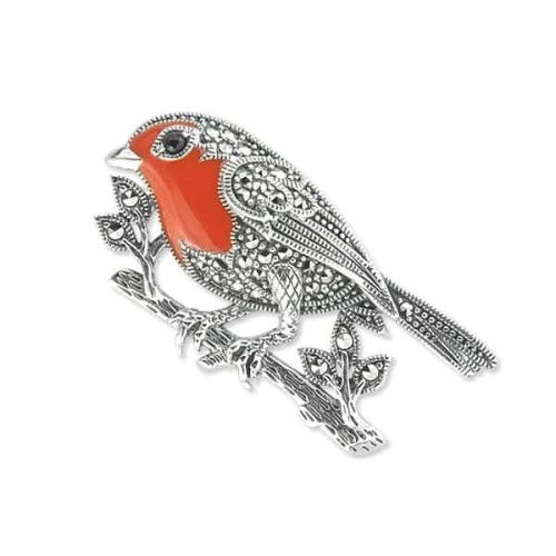 Srebrna Broszka Ptaszek z Emalią
