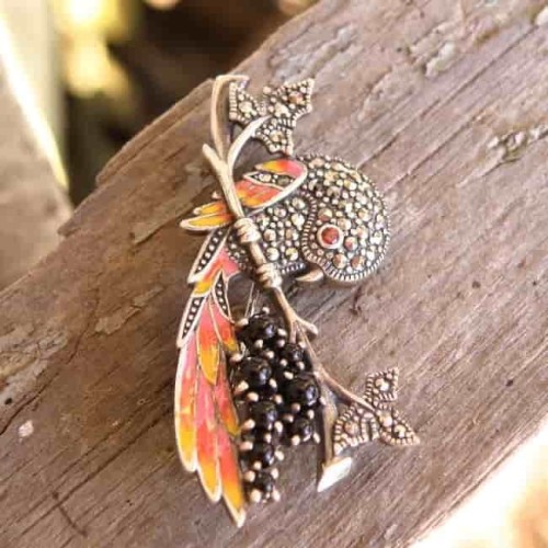 Broszka Ptak na Gałązce