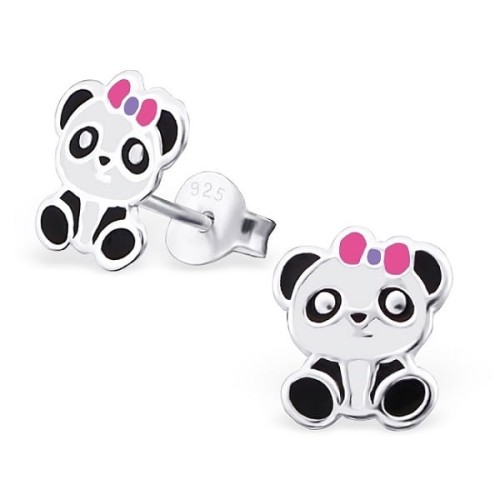 Kolczyki Panda z Kokardką