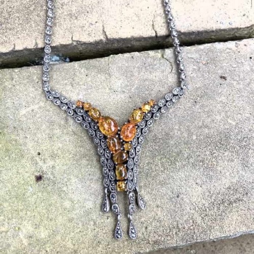 Naszyjnik Bursztyn i Markazyty