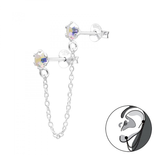Kolczyki typu Ear Jacket z łańcuszkiem